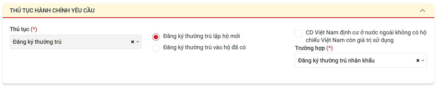 Thủ tục hành chính yêu cầu