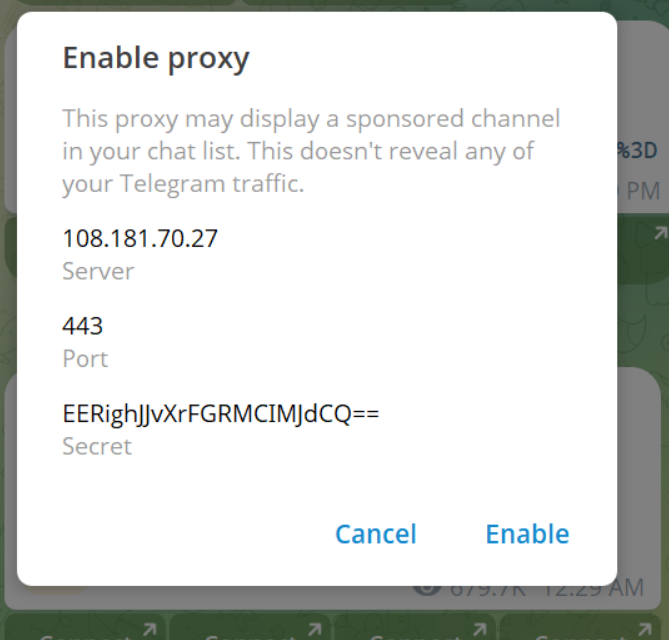 Enable Proxy và sử dụng Telegram không bị chặn nữa